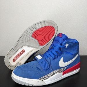 Jordan Legacy 312 Blue Nubuck Red White AV3922-416 SZ 10.5